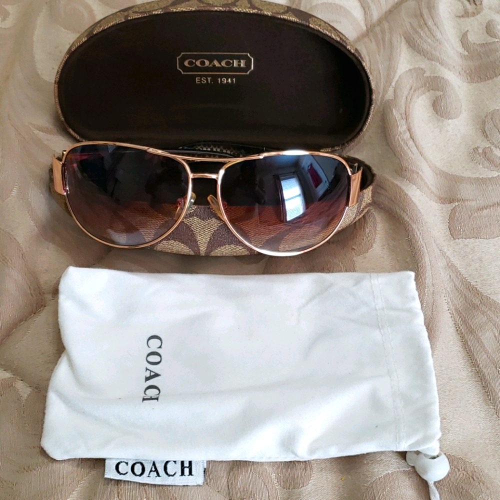 Coach Gold and Brown Sunglasses